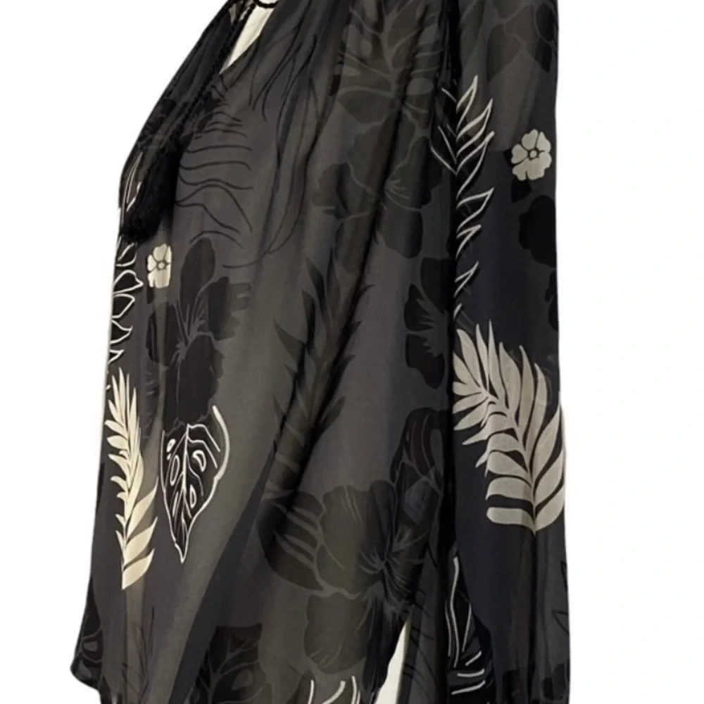 CAbi 5597 Aloha Blouse Sheer Floral Peasant XL - Picture 3 of 8